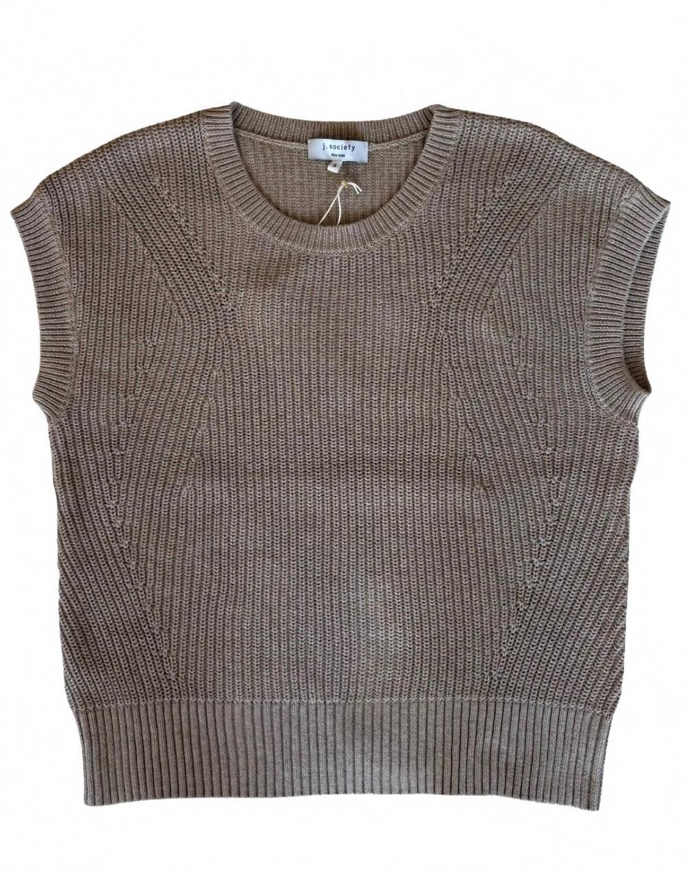 NEW J. SOCIETY women's shaker crew vest in beige